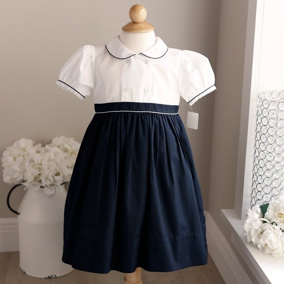 Feltman Brothers Dress Navy Blue and White Traditional size 4T NWOT Perfect! - Picture 1 of 6